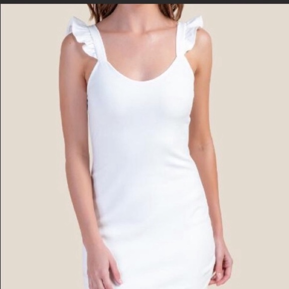 White Ruffle Strap Dress - Picture 3 of 4